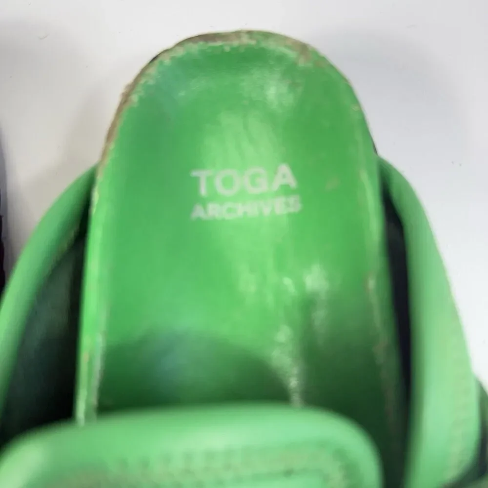 Toga Virilis Archives Green Metal Sabot Eyelet Mules Size 31 EU- US 13/13.5 Kids